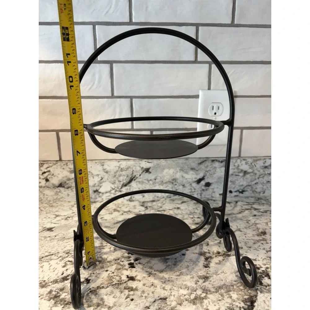 Vintage Longaberger Wrought iron 2-Tier Mini Pie stand Holiday Serving Stand